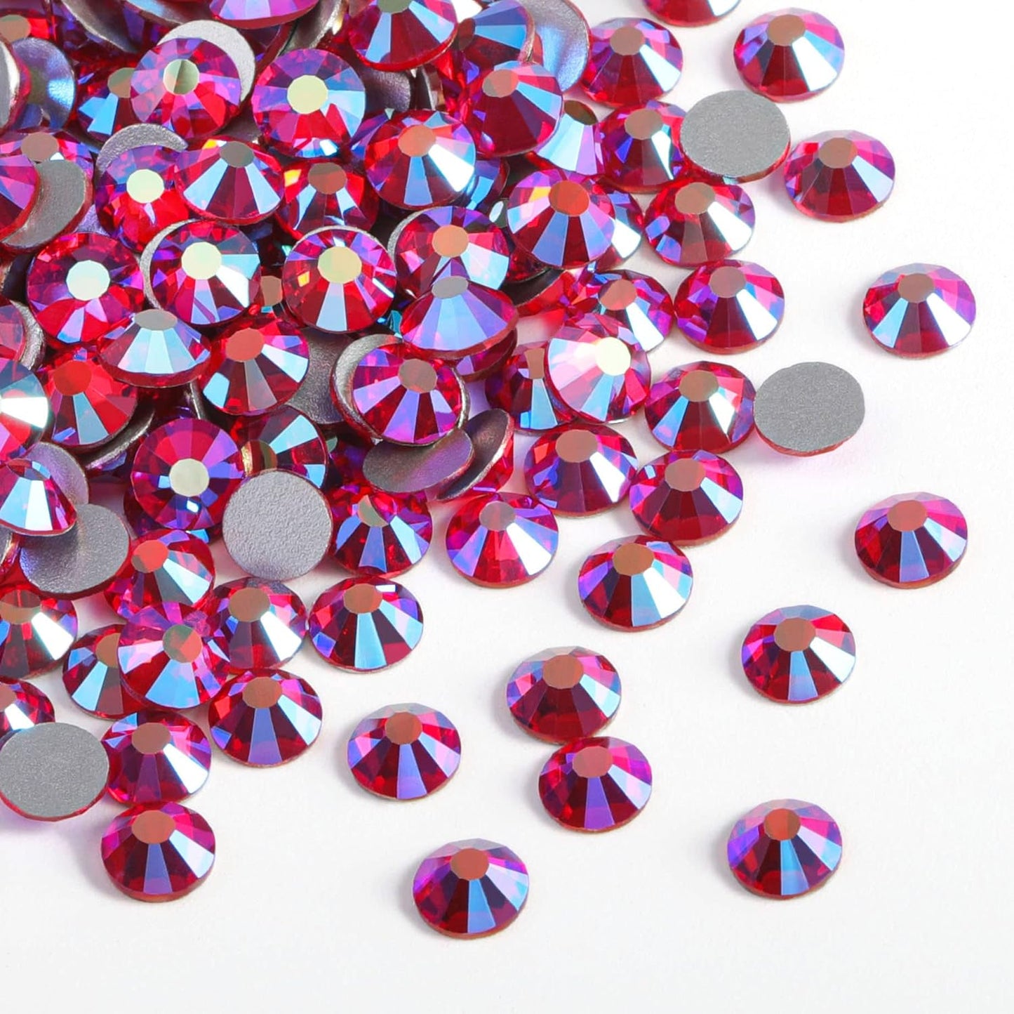 Beadsland 1440 Pieces Flat Back Crystal Rhinestones Round Gems,Light Siam AB,SS16,3.8-4.0mm