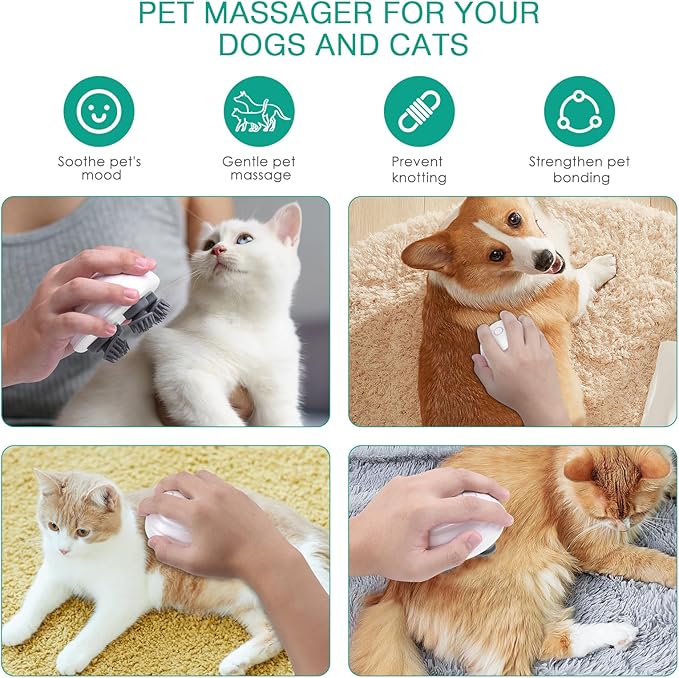 ORIA Electric Scalp Massager, Electric Pet Massager for Cat and Dog, Portable Rechargeable Head Massager with 5 Modes, 8 Detachable Heads, 96 Massage Nodes, IPX7 Waterproof, for Full Body Use