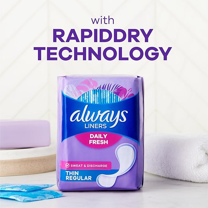 Always Thin Daily Panty Liners for Women, Light Absorbency, Unscented, 162 Count (Packaging May Vary)