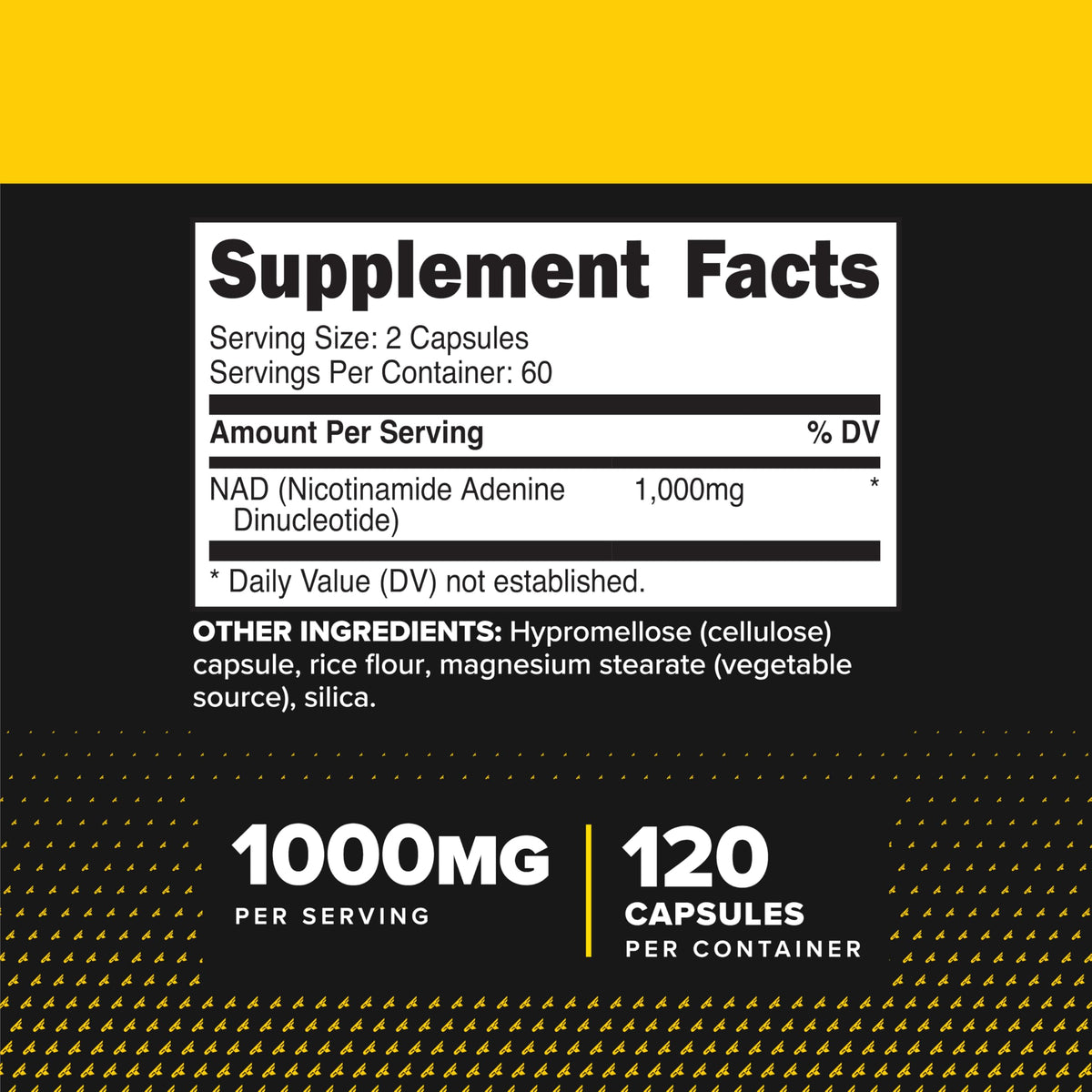 Primaforce NAD+ Nicotinamide Supplement (1000 mg) 120 Capsules - Nicotinamide Adenine Dinucleotide, 60 Servings