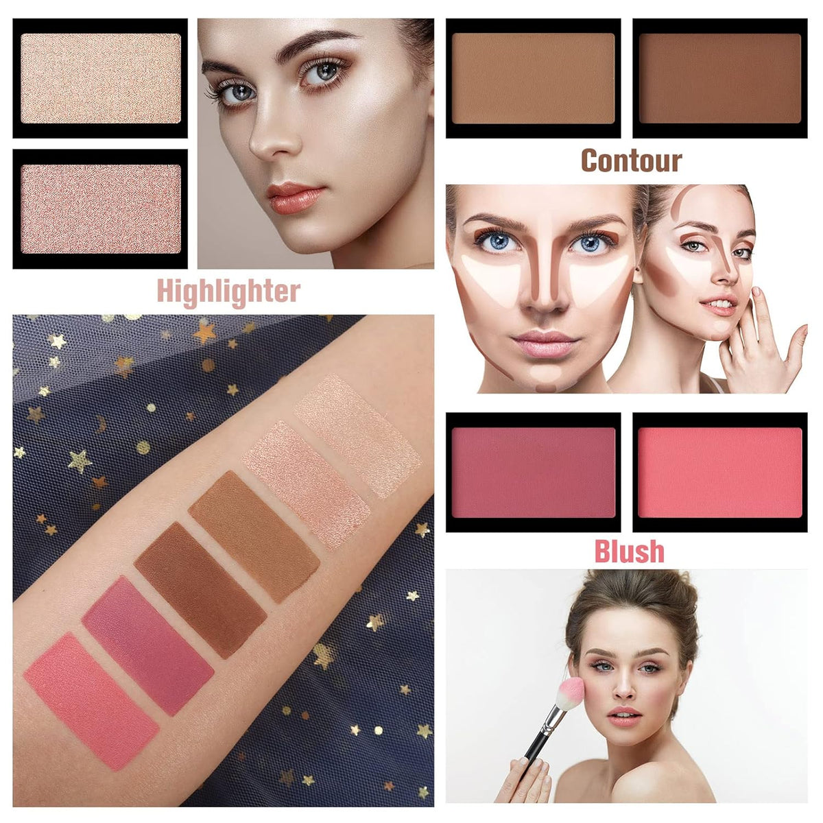 UCANBE Pretty All Set Eyeshadow Palette Pro 86 Colors Makeup Kit Matte Shimmer Eye Shadow Highlighters Contour Blush Powder All In One Makeup Pallet Holiday Christmas Valentine's Day Gift Set