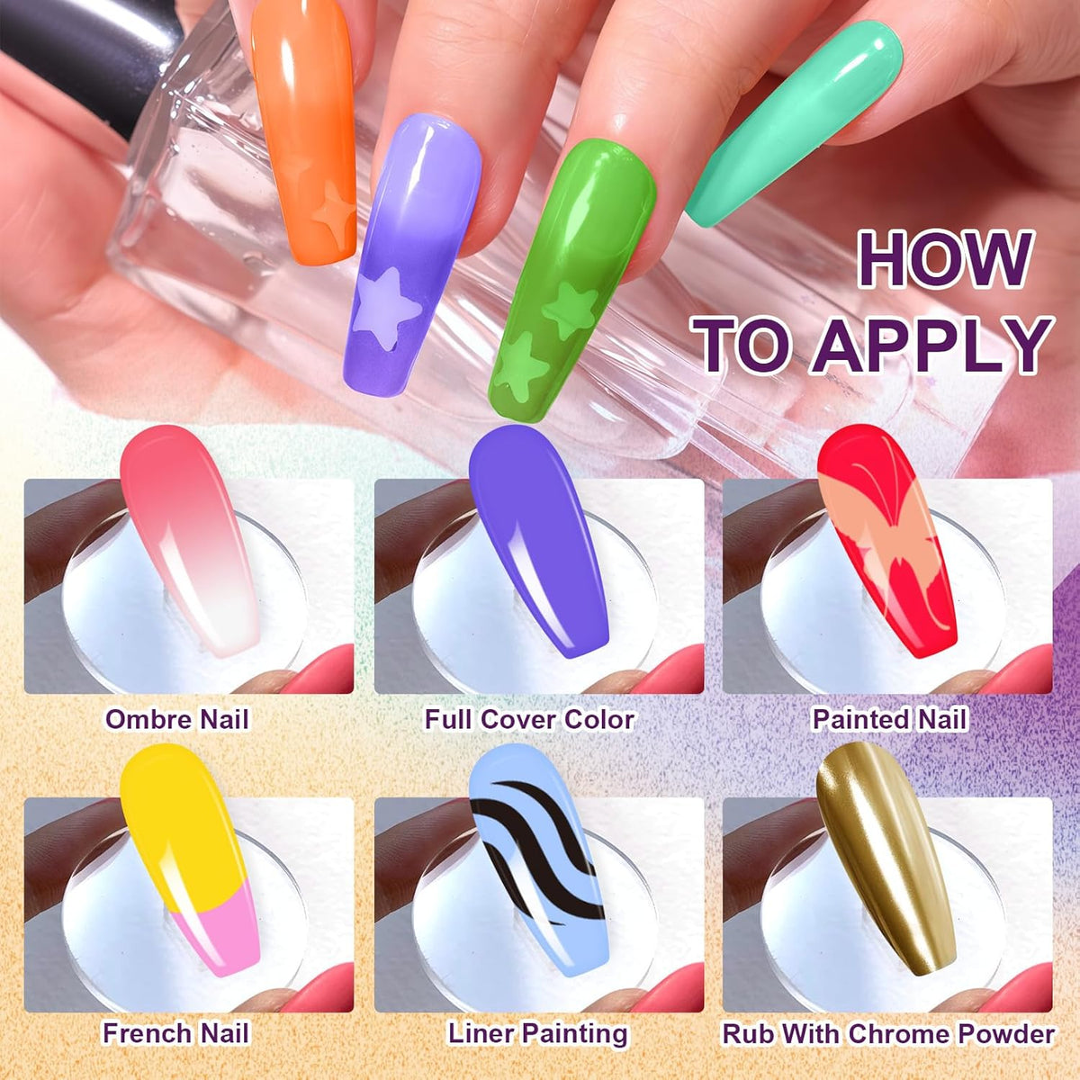 Gradient Painting Gel, 12 Bright Colors Ombre Gel Nail Polish for Pigment Pat Nails Aura Nails, French Manicure DIY Nail Art Long-lasting No-wipe Palette Chroma Carnival