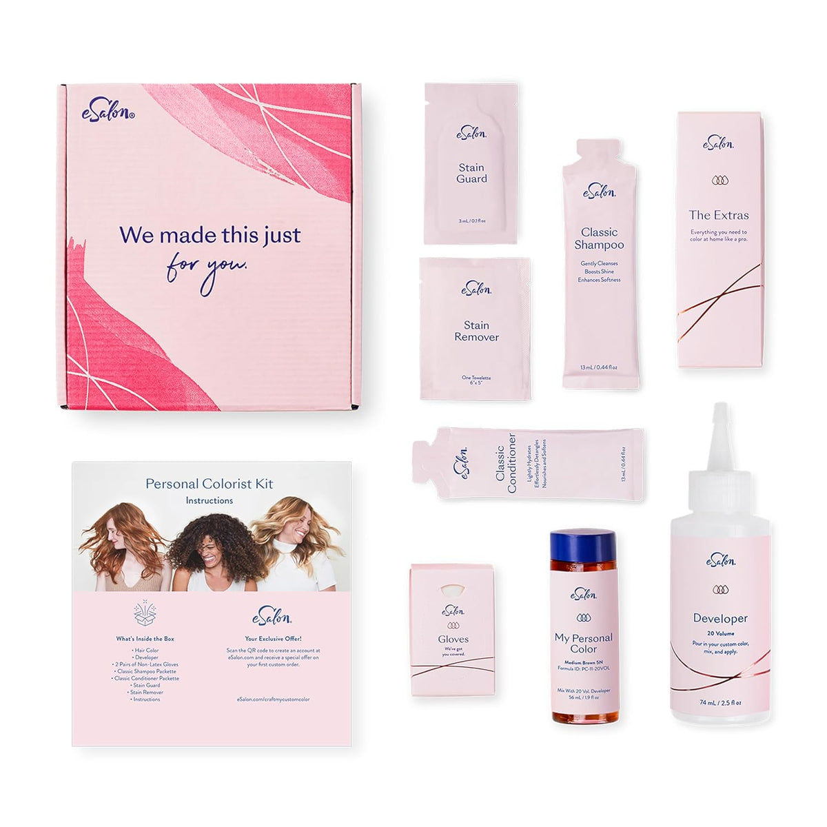 eSalon Permanent Hair Color & Hair Dye Complete Kit - Personal Colorist Kit for Up To 100% Gray Coverage for All Hair Types - Professional-Grade Ammonia-Free Hair Dye (Dark Blonde Copper 7C)