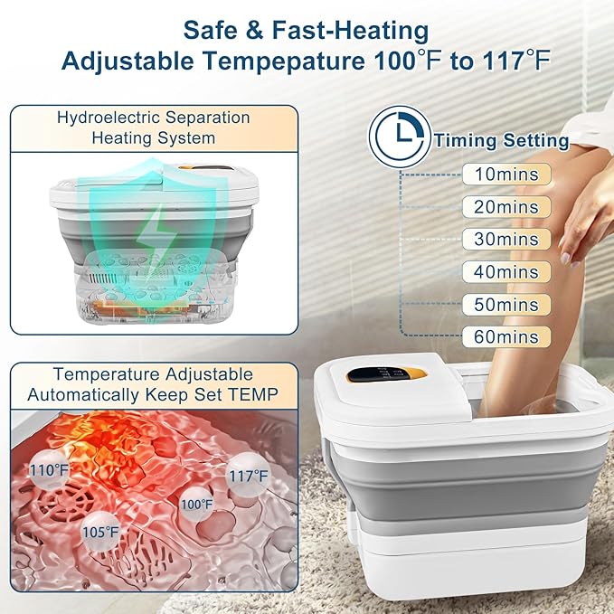 Collapsible Foot Spa Bath with Heat, Motorized Massager, Touch Screen, Foot Pedicure Kit, Temperature Control, Pedicure Foot Spa, Foot Bath