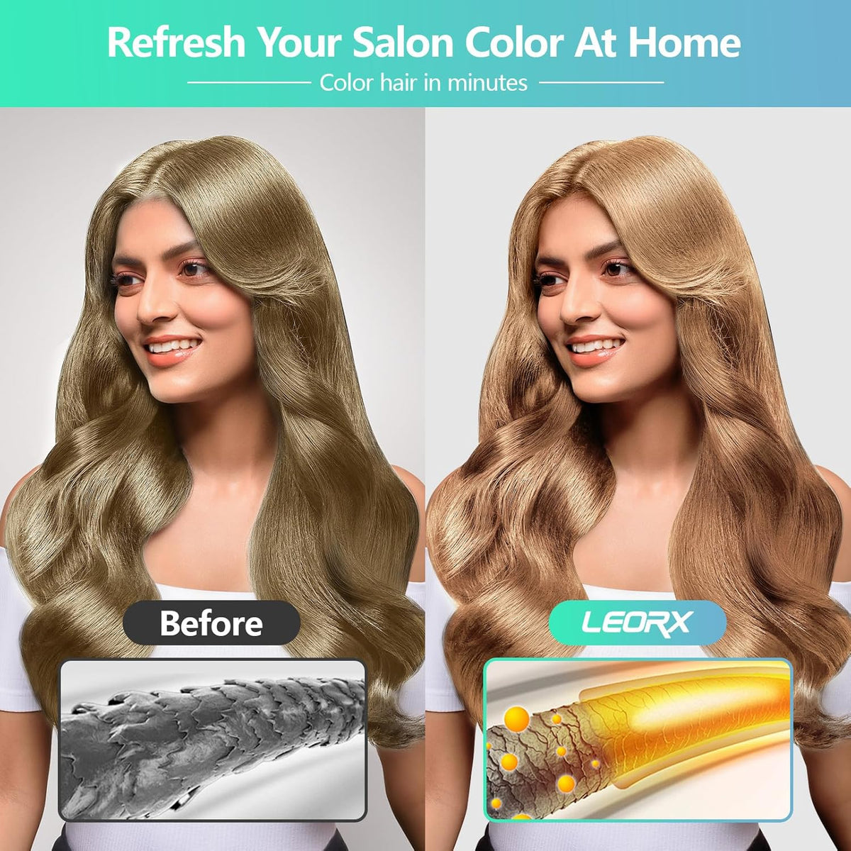 leorx Hair Dye shampoo, 3 In 1 BLONDE Color Shampoo Hair Dye For Refresh Hair Instant Herbal Coloring Shampoo For Women&Men - Tintes Para El Cabello Profesional