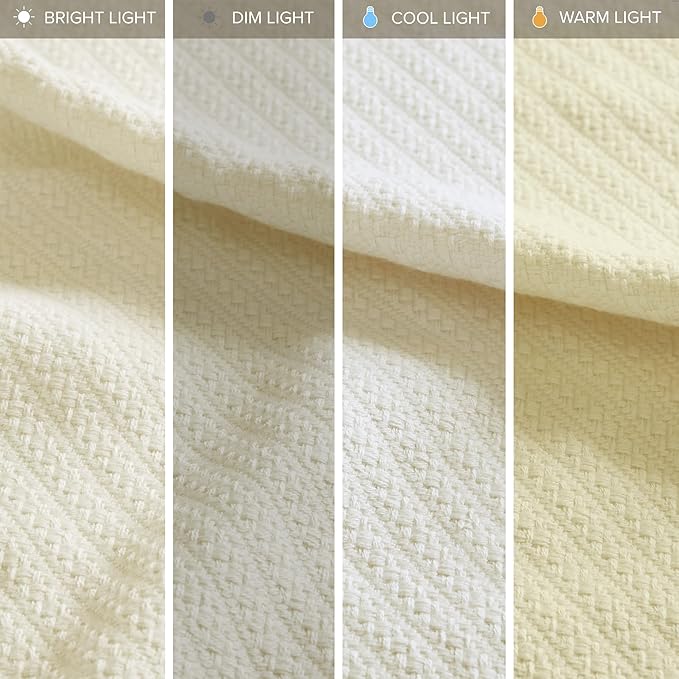 Madison Park Liquid Cotton Luxury Blanket Premium Soft Cozy 100% Ring Spun Cotton For Bed , Couch or Sofa, Full/Queen, Ivory