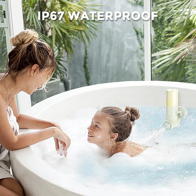 Bath Jet Spa, Cordless Portable Bathtub Accessories with 3-Level Adjustable Speed, Bubble Maker/Bath Jet Mode, Bathtub Jets for Home Spa, Relaxing (Yellow)