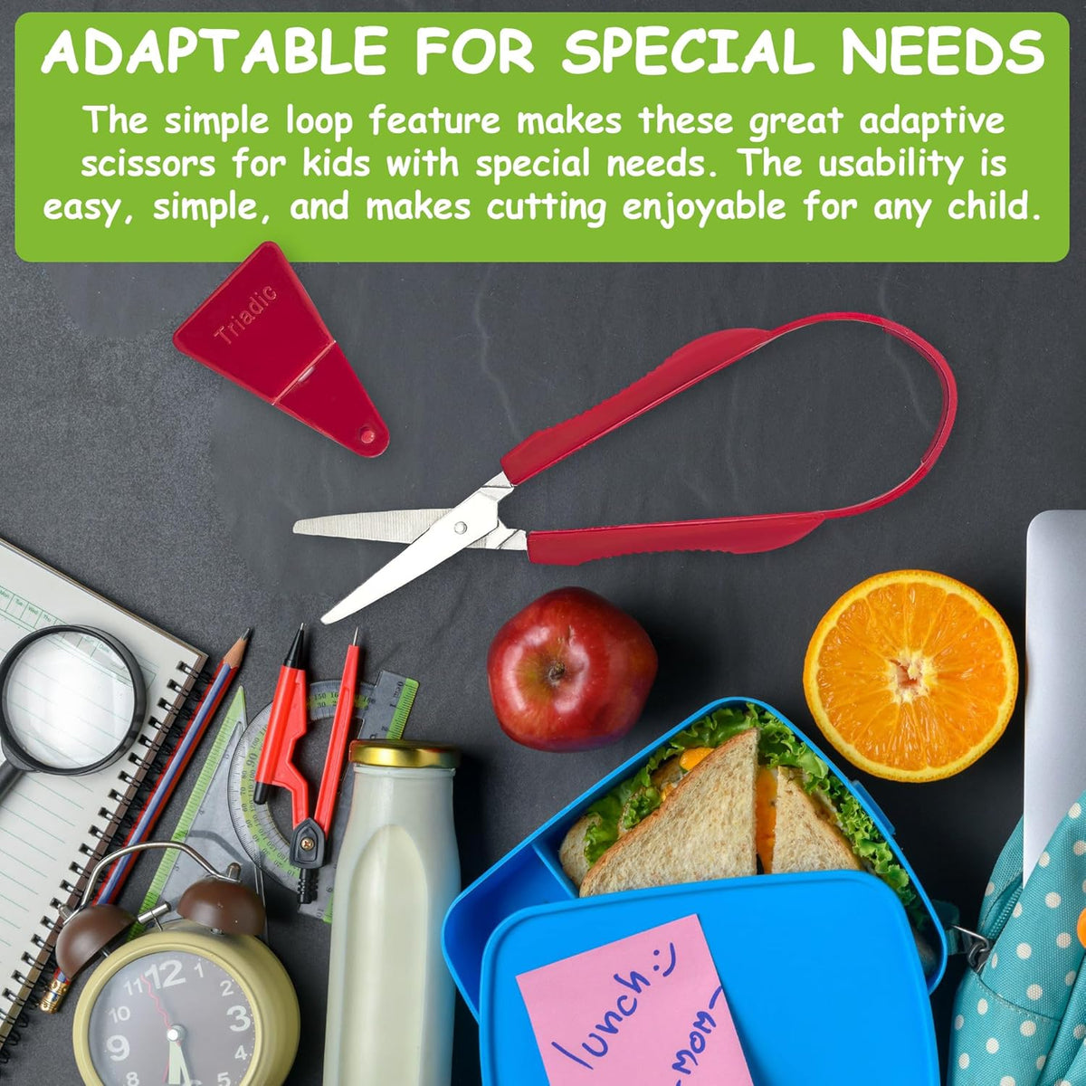 Loop Scissors for Kids with Safety Shield, Right or Left Handed for Preschools, Schools, Classrooms, Adaptive and Special Needs Children (4)