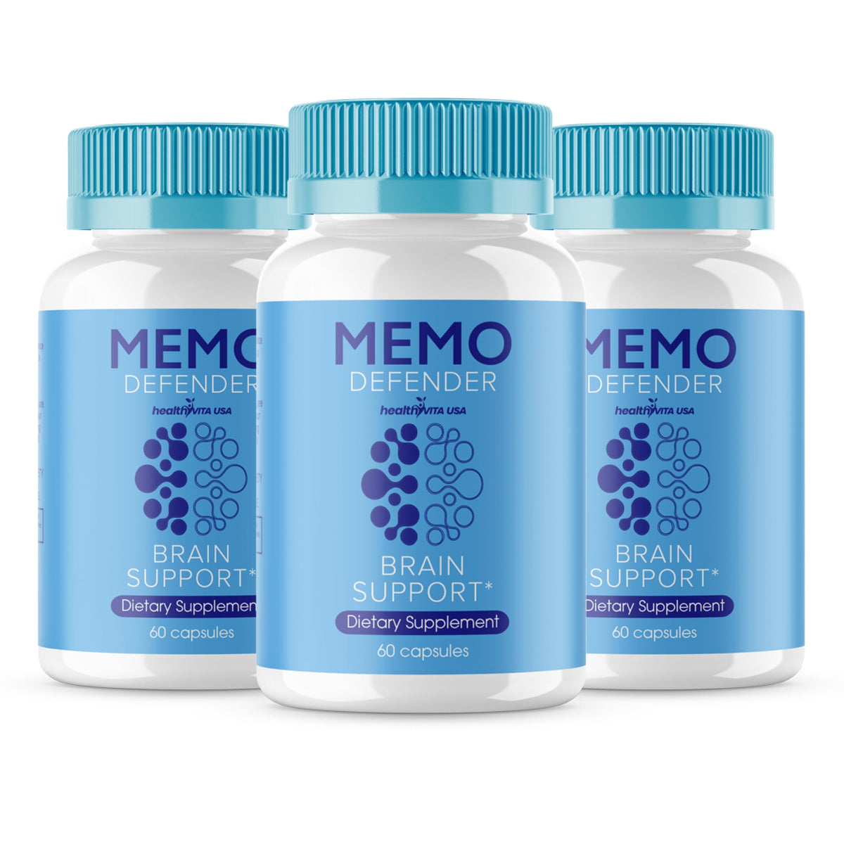 (3 Pack) Memo Defender Capsules, Official Memo Defender Support Supplement Pills, Memo Defender Advanced Formula Capsule, Memodefender All Natural Pills Health Reviews, 3 Month Supply (180 Capsules)