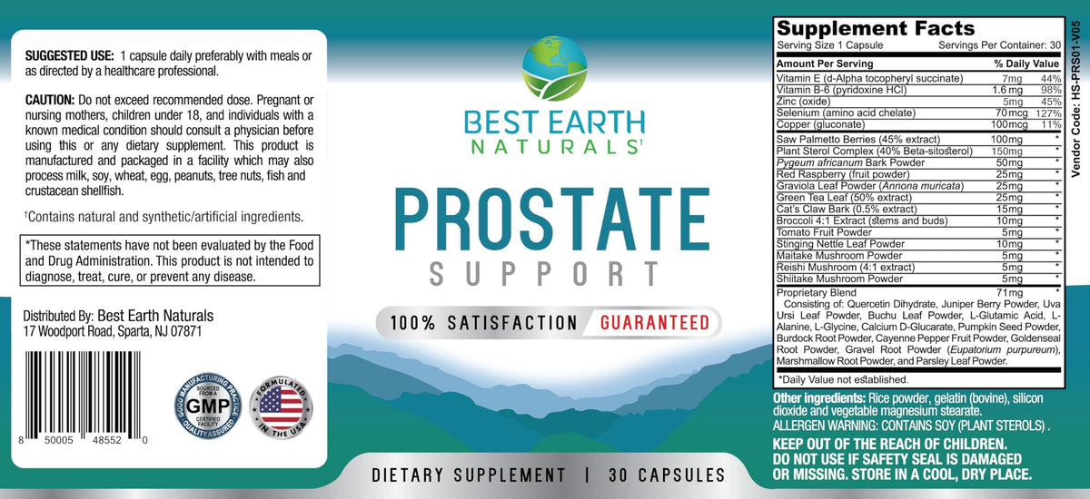 Best Earth Naturals Prostate Support Supplement for Men - Prostate Support - 30 Day Supply