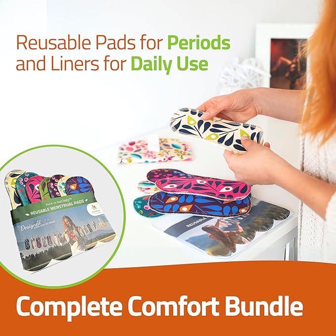 Organic Cotton Reusable Panty Liners for Women & Teens (Medium, 7-Pack); High-Temp Washable Cloth Liners Made in EU; Stay Fresh & Dry, for Daily Vaginal Discharge Only; 100% Breathable (no PUL/TPU)