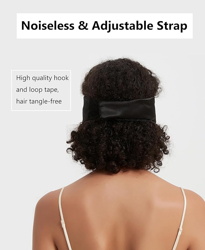 ALASKA BEAR Wraparound Style Silk Eye Mask, Wide Headband and Large Coverage Sleeping Mask for Full Blackout, Pitch Black