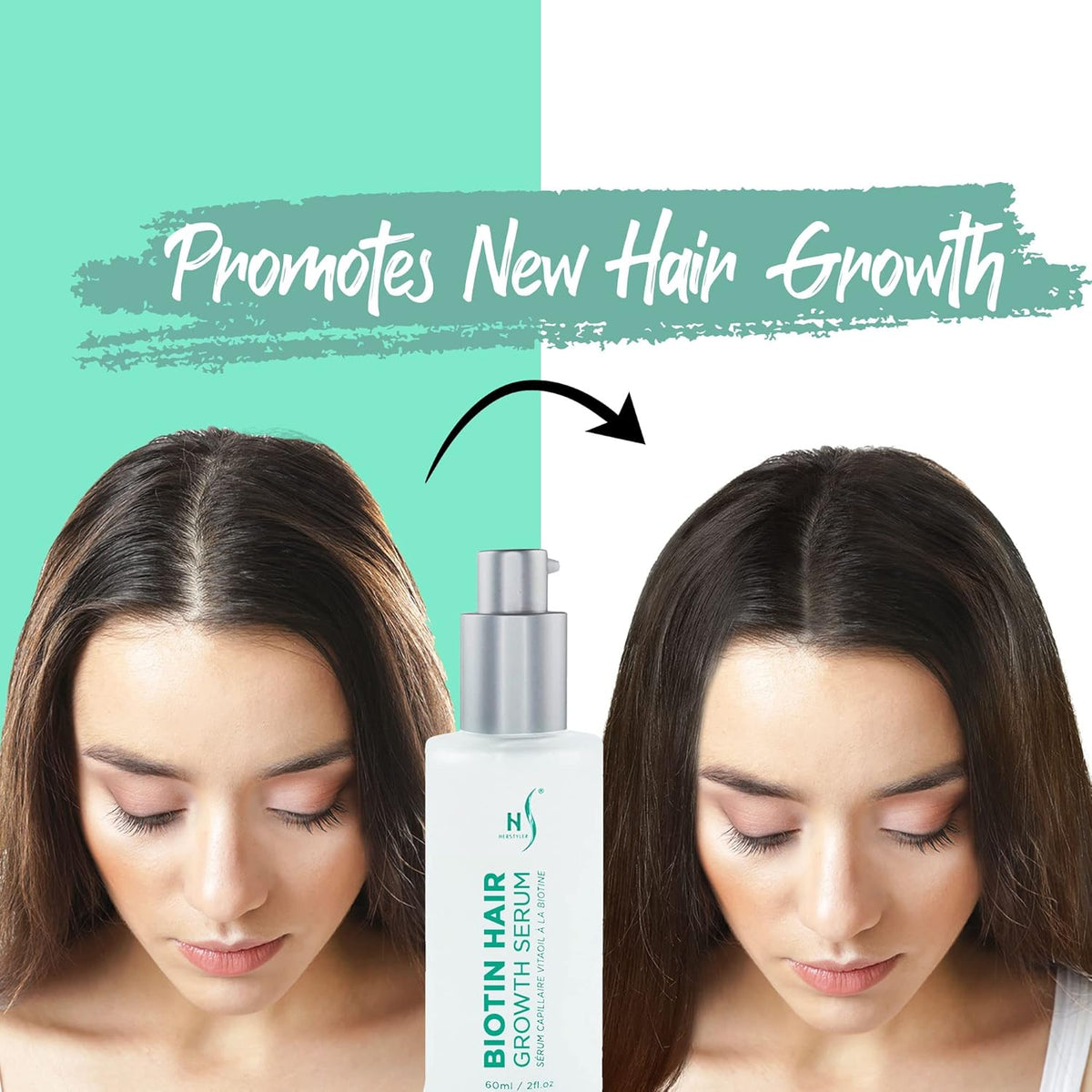 Herstyler Biotin Hair Serum - Hair Growth Serum for Hair Loss - Also Contains Argan Oil - 2 Fl Oz - Pack of 1