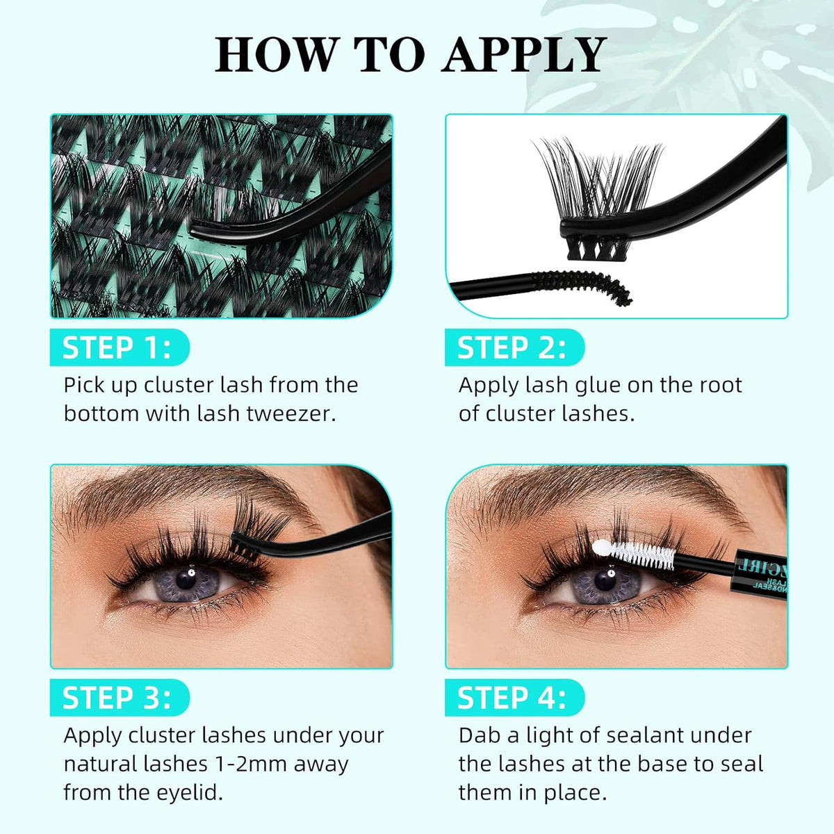 Lash Clusters Kit 168pcs Lash Extension Kit Cluster Lashes Natural Look with Lash Bond and Seal Waterproof, Lash Tweezer with Wet Look Ultra-Thin Band Lashes(Mallow-Kit,D-10-18mm)