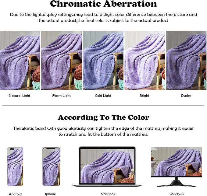 NEWCOSPLAY Super Soft Twin Blanket Lavender Premium Silky Flannel Fleece 3D Waffle Checkered Lightweight Bed Blanket All Season Use (Lavender, Twin(60"x80"))
