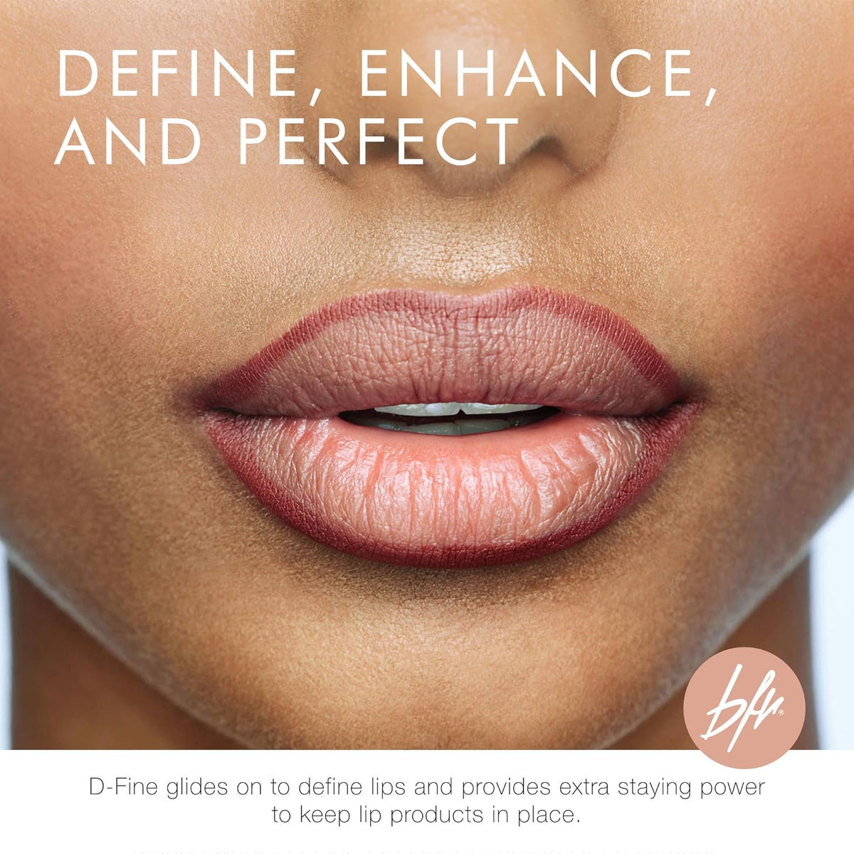 Beauty For Real D-Fine Lip Liner Pencil, Neutral Deep - Universal, Long-Wear Shade - Define, Enhance & Perfect Lip Shape - Creamy Texture for Easy Application - No Sharpener Required - 0.012 oz