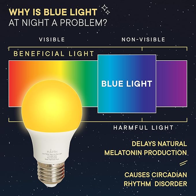 Sleep Aid Amber Light Bulbs I Blue Light Blocking Led Lights for Bedroom Soft Warm Light Bulbs I 7 Watts E26 Led Bulb 60 Watt (Equivalent) I Night Light Bulbs for Room Lamp, Bedroom Lights, Kids Room