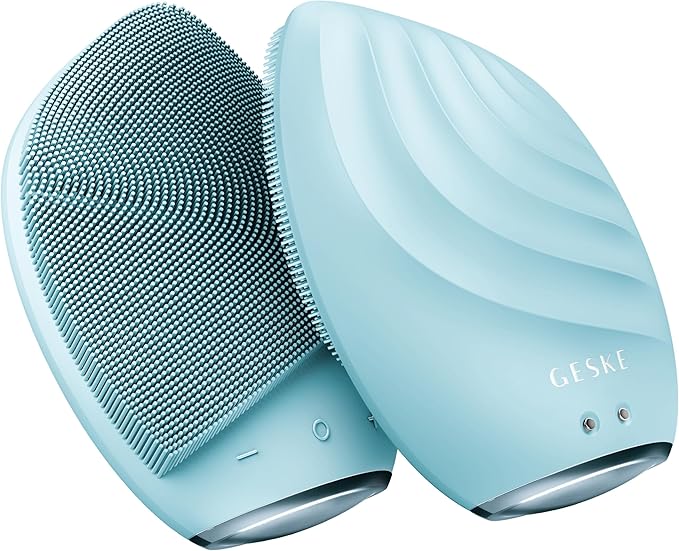 SmartAppGuided Sonic Facial Brush 5 in 1 | Vibrating Electric Cleansing Brush | Soft Silicone | Professional Cleanser | Skin Exfoliator | Face Massager