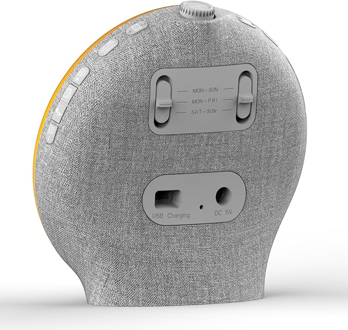Wake Up Light Sunrise Alarm Clock for Kids, Heavy Sleepers, Bedroom, Upgraded Full Screen with Sunrise Simulation, Sleep Aid, Dual Alarms, FM Radio, Nightlight, 14 Colors, 7 Sounds, Fabric Light Gray