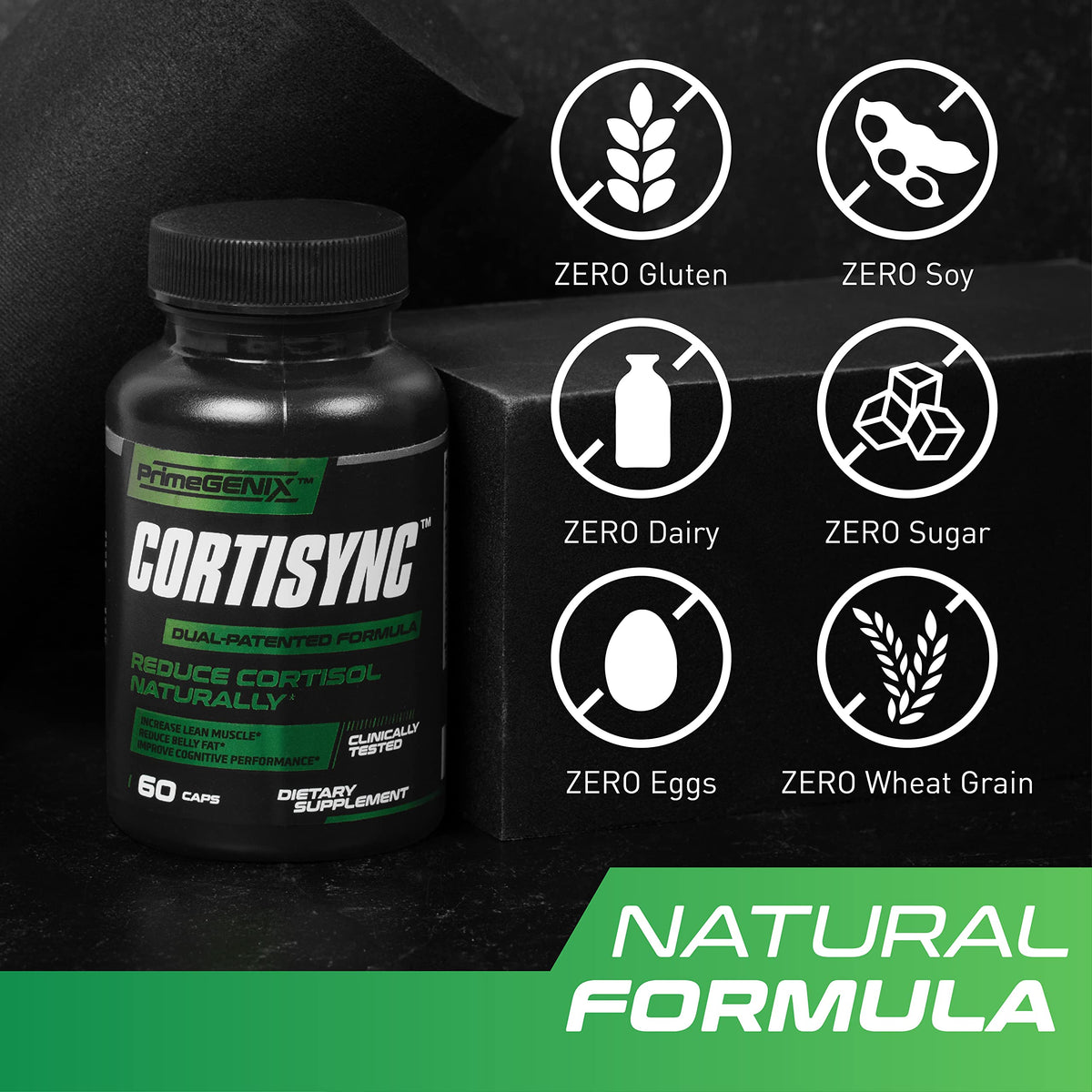 PrimeGENIX CortiSync Reduce Cortisol, Increase Energy, and Improve Focus with Sensoril Ashwagandha - 60 Capsules