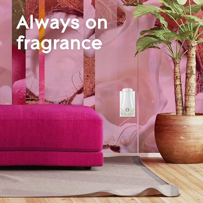 Glade PlugIns Refills Air Freshener Starter Kit, Scented and Essential Oils for Home and Bathroom, Tropical Blossoms, 4.02 Fl Oz, 2 Warmers + 6 Refills