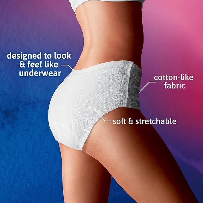 Tena Incontinence & Postpartum Underwear for Women, Super Plus Absorbency - Large - 64 Count