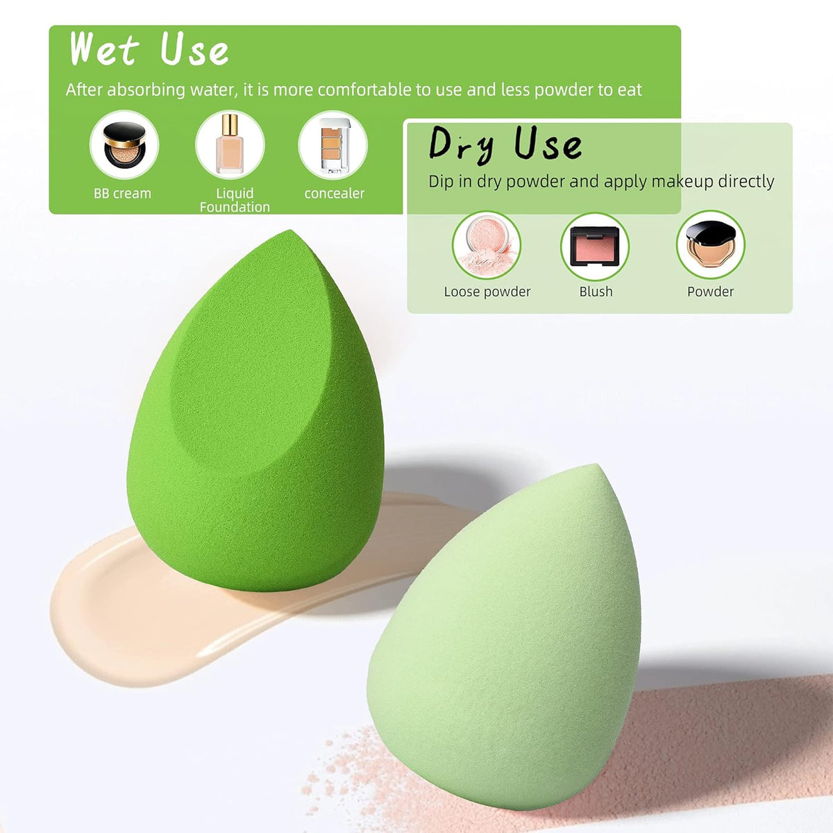COSTICA Makeup Sponge Set Blender, Beauty Sponge Makeup Blender Flawless for Liquid - Multi Colored 8 pcs Exquisite Packeged