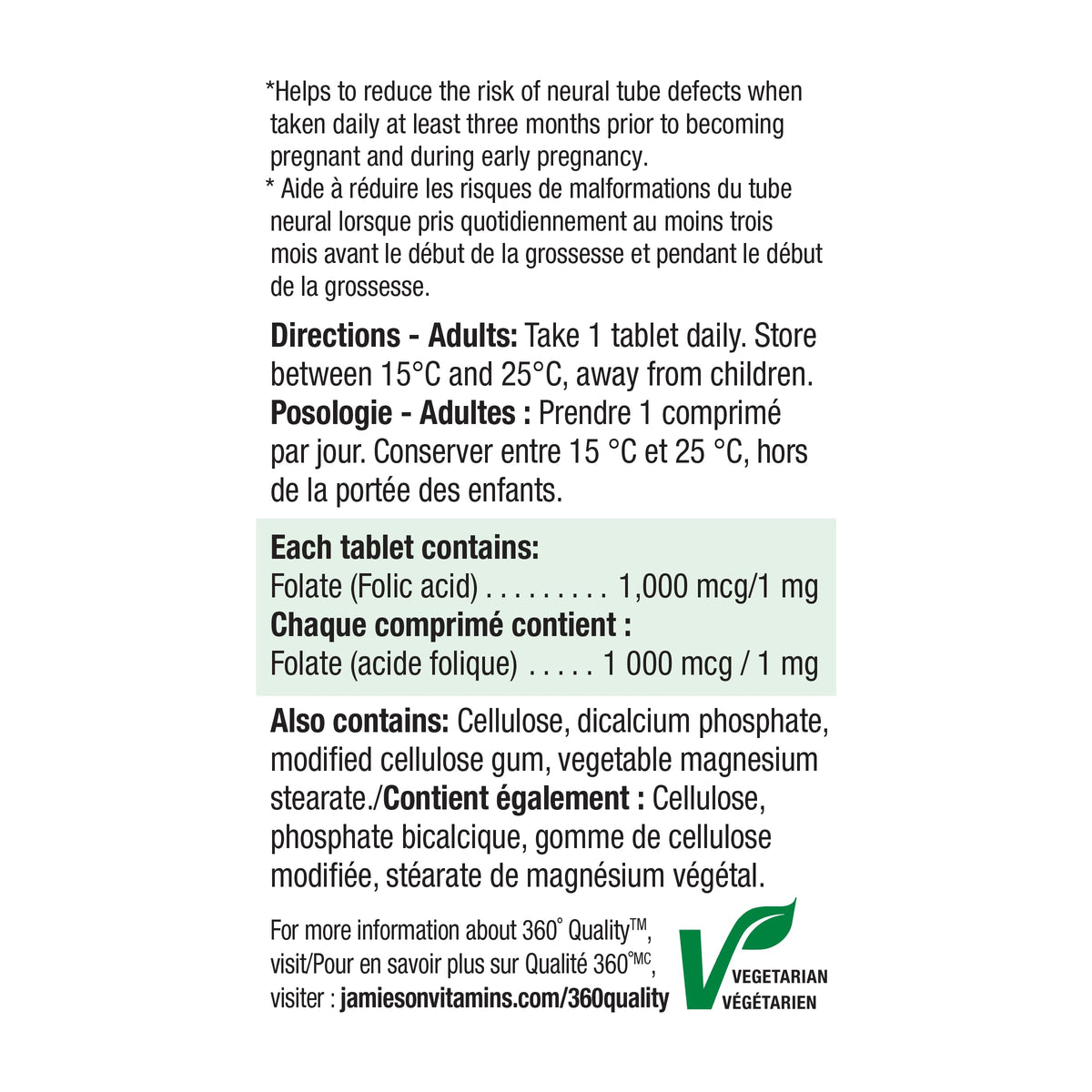 Jamieson Folic Acid 1mg 100 Tables