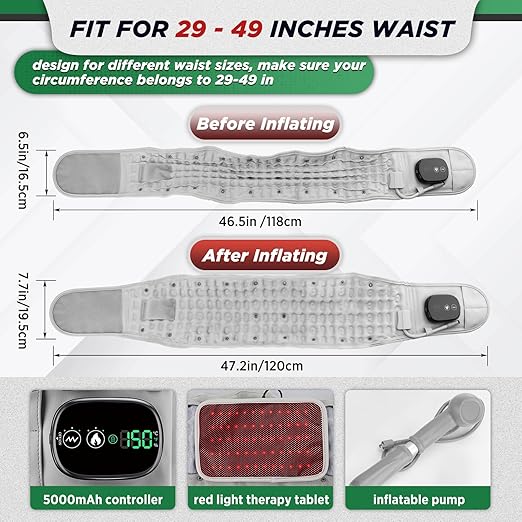 ERHIVORA Decompression Back Belt with Red Light Heating and Massage, Back Reliever, Inflatable Back Brace for Spinal Lumbar Woman Men Heating Pad