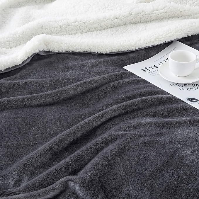 IR Imperial Rooms Grey Sherpa Blankets Queen Size for Bed - Wholesale Bulk Pack of 9 Sherpa Blankets - Soft Fluffy Throw Blanket for Hotels, Guest Bedroom, 90x90 Inches