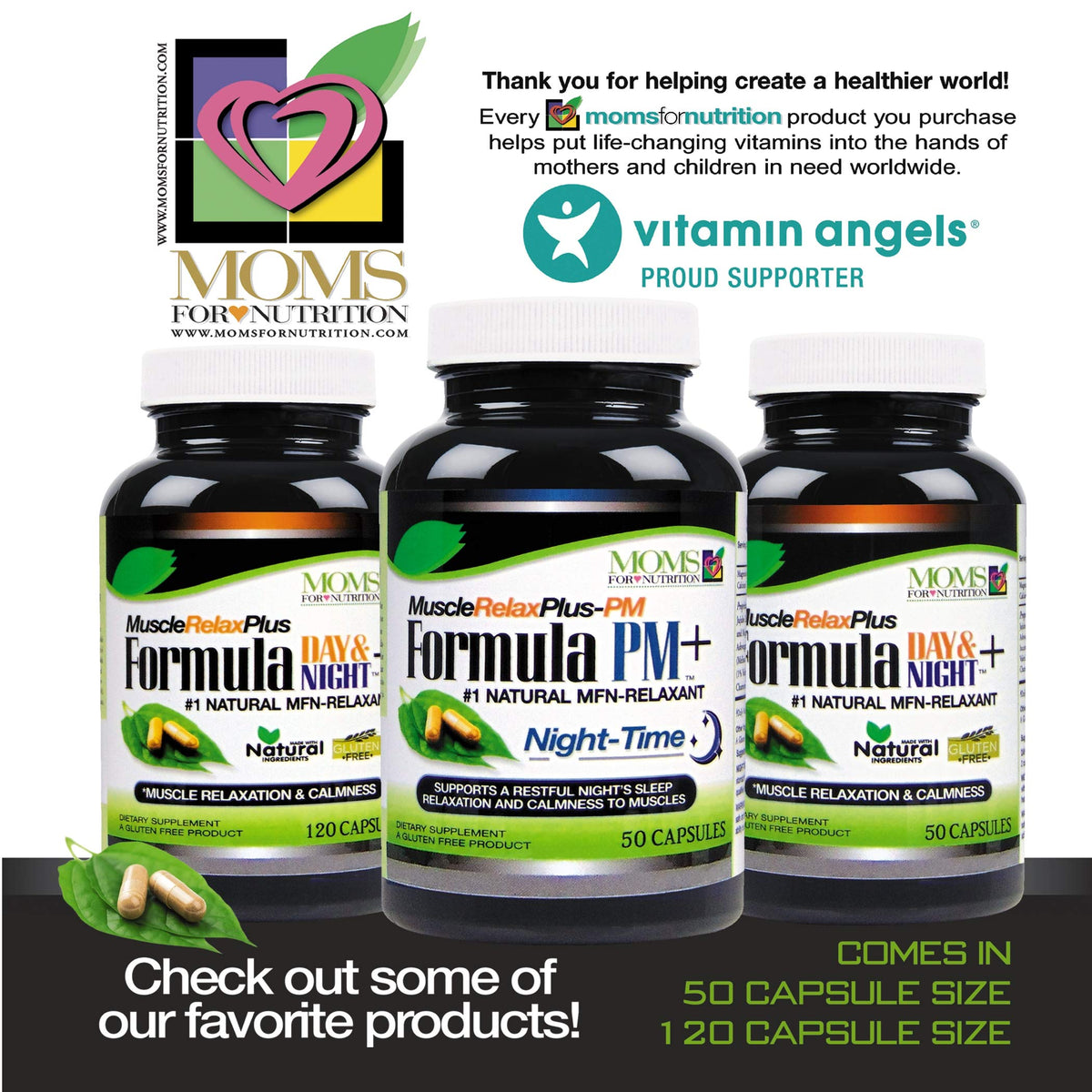Moms For Nutrition All Natural Muscle Relax Formula PM Plus - Over 1,150 Milligram Support - Night-Time Relaxer - Maximum Strength Natural Relaxant - Capsules (120 Count)