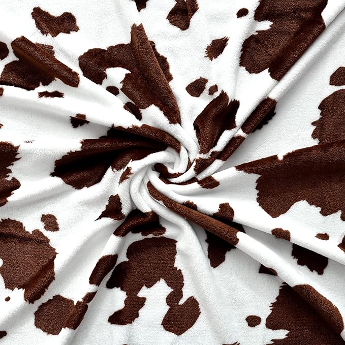SOCHOW Cow Print Fleece Throw Blanket for Sofa Couch, Soft Lightweight Cozy Warm Home Decor Flannel Blanket, Cute Animal Blanket for Kids Boys Girls, Brown 50 x 60 Inches