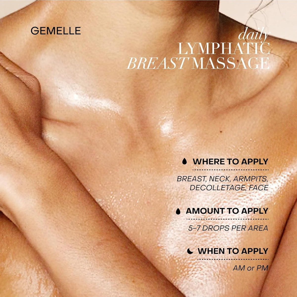 GEMELLE Lymphatic Gua Sha Breast Oil | 10x Award Winner | Lymphatic Drainage, Breast Health & Beauty | Targeted Use with Gua Sha Tool or Manual Massage | Natural, Clean Beauty - 15ml Starter Kit