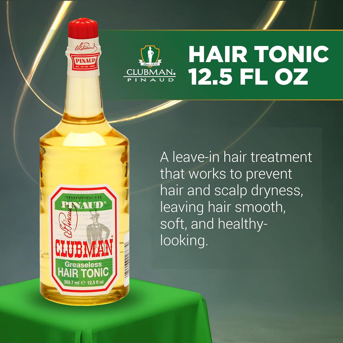 Clubman Pinaud Hair Tonic for Men – Classic Greaseless Hair Tonic for Hair Growth, Strengthening Scalp Treatment, 12.5 fl oz
