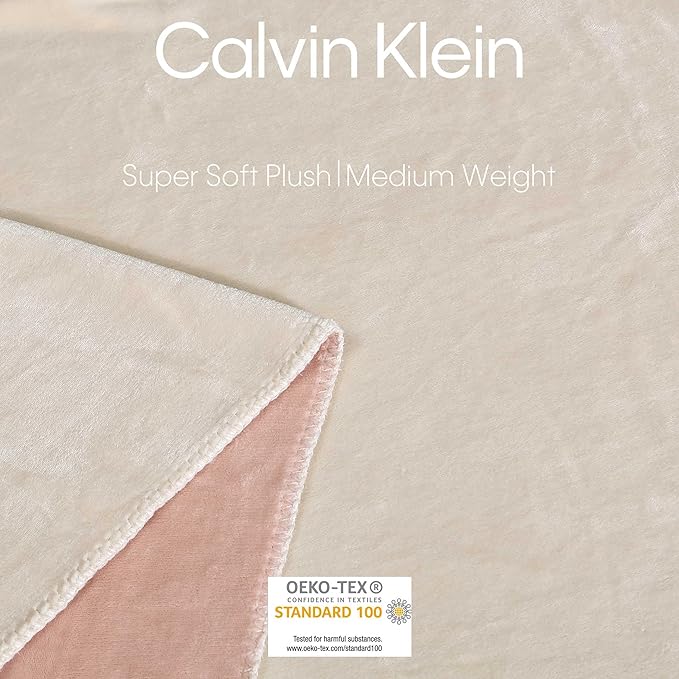 Calvin Klein - King Blanket, Super Soft Plush Bedding, Luxury Bed Blanket, Oeko-Tex Certified (Modern Reversible Solid Beige, King)