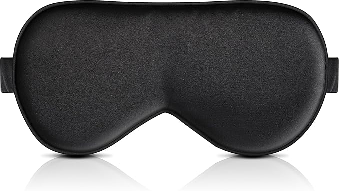 BOKOR Silk Sleep Mask - FSA/HSA Eligible Eye Mask for Sleep, Mulberry Silk Luxury Eye Cover, Light-Blocking, Skin-Friendly & Lightweight, Reduces Puffy Eyes - with Travel Bag & Gift Package - Black