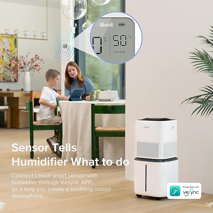 LEVOIT Superior 6000S Smart Evaporative Humidifiers for Home Whole House up to 3000ft², 6 Gal, Last 72-Hour, Premium Filter, Dry Mode, Wheels & Water Fill Hose & Foldable Storage - Quiet Sleep Mode