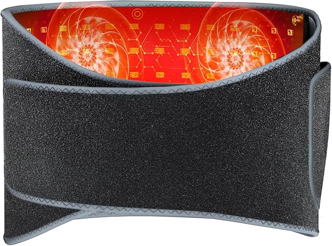 Red Light Belt for Body: Infrared Heating Vibration Massage Wrap Pad for Waist, Shoulder, Portable Relaxation for Home, Women & Men (Gray Black)