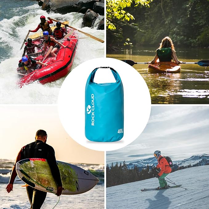 ROCK CLOUD Dry Bag Waterproof 40L Dry Sack for Kayaking Rafting Boating Beach Surfing Swimming Canoe Camping Hiking Fishing Ski, Yellow