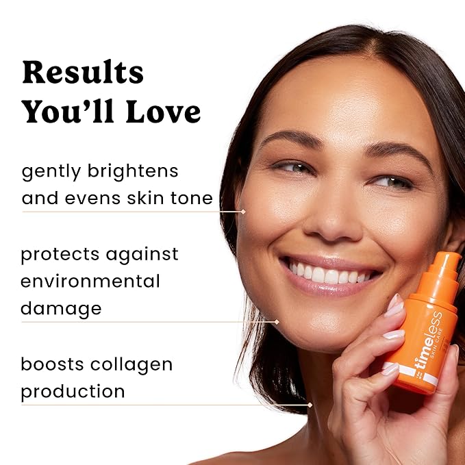 Timeless Skin Care Vitamin C Serum with Vitamin E & Ferulic Acid - Serum - for Oily & Dry Skin - Fragrance-Free - 4 Fl oz