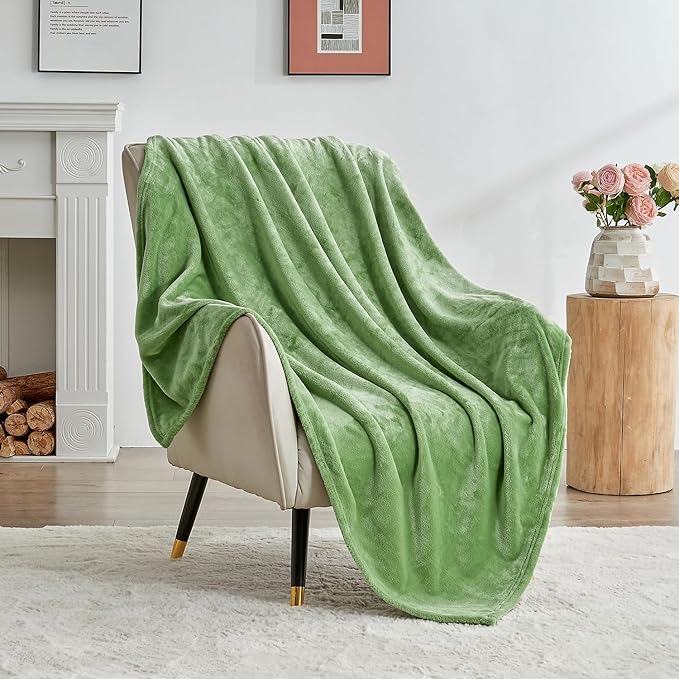 SOCHOW Flannel Fleece Blanket Twin Size, All Season Super Soft Cozy Blanket for Bed or Couch, Sage Green, 60x80 inches