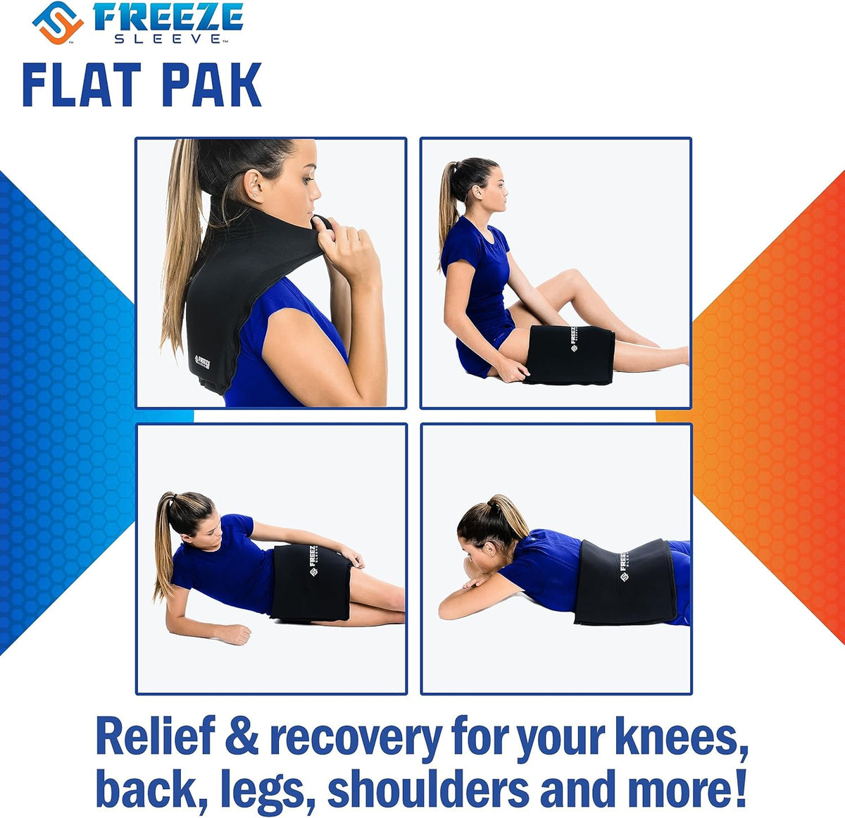 FreezeSleeve Flat Pak | 12" x 17" Extra Large Reusable Gel Ice Pack for Hot and Cold Therapy | Soft Flexible Cooling Pad for Back Hip Leg Injuries and Pain Relief | Cold Compress for Injury Recovery