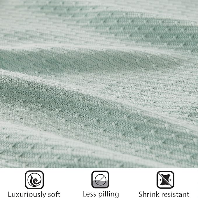 Madison Park Soft Certified 100% Egyptian Cotton Breathable Cozy Blanket, Premium Waffle Knit Classic Design, Luxury All Season Lightweight Cover for Bed, Couch and Sofa, Seafoam Twin(66"x90")