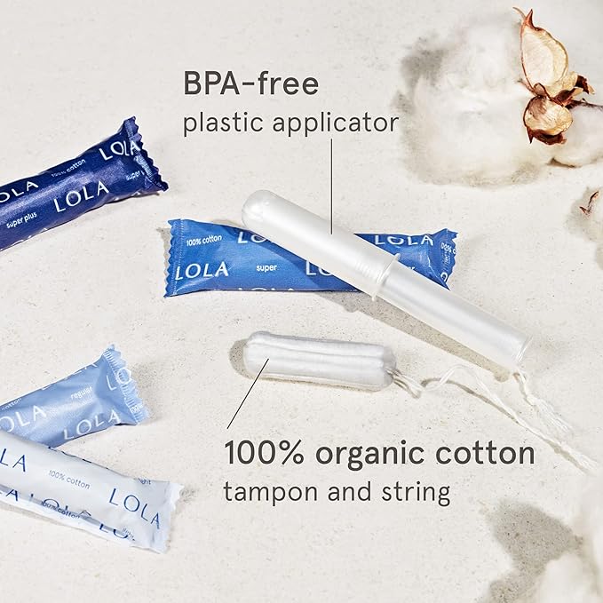 LOLA Organic Cotton Unscented Tampons, Regular Absorbency - 40 Count - Natural Ingredients, Chlorine & Toxin Free, Powerful Leak Protection - BPA Free