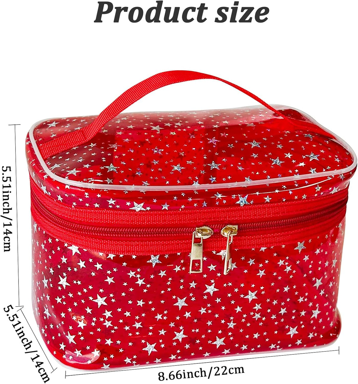 Holographic Makeup Bags Bulk,Clear Storage Bag Toiletry Pocket Portable Zippered Iridescent Pouch Waterproof Cosmetic Gift Bags for Women (Orange-L)