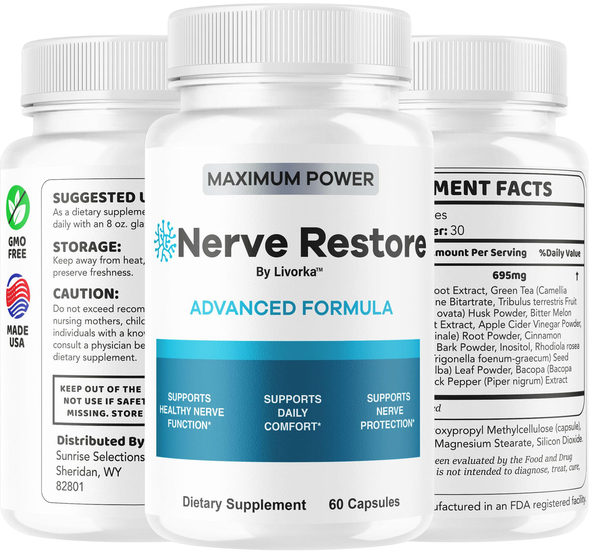 (3 Pack) Nerve Restore - Nerve Restore Advanced Formula Capsules Natural Premium Formula, Daily Pills Support Comfort, Nerve Restored Vitamins Health Wellness, 180 Capsules for 3 Months