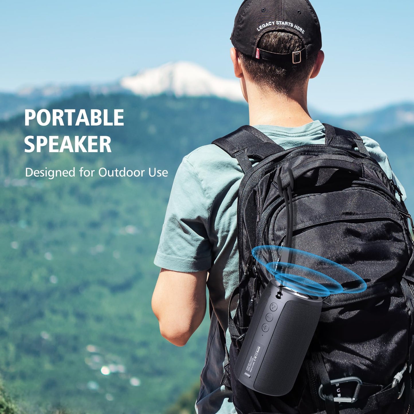 ZEALOT Portable Bluetooth Speakers, Wireless Speaker, S32 Samll Outdoor Speaker, Waterproof IPX5, Stereo Pairing/Bass/USB/MIC/TF Card/AUX for Home Outdoor Travel, Gift for Men, Kids -Black