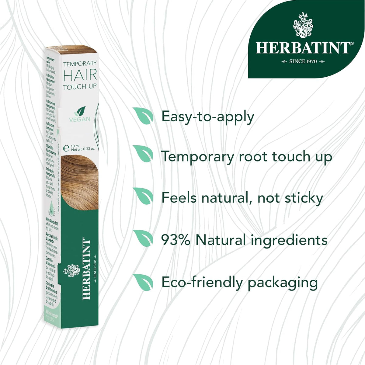 Herbatint Temporary Hair Touch-Up - Instantly Mask Grey Roots Between Coloring with Easy To Apply Precision Brush Kit - Natural-Looking Concealer For Blonde Hair - Vegan - .33 oz
