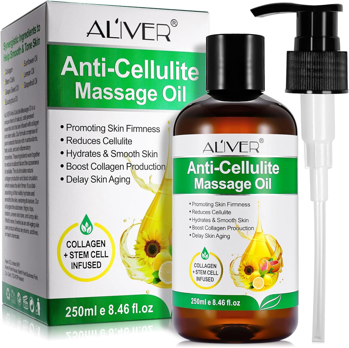 Body Oil Naturals Anti Cellulite Massage Oil, for Skin Tightening, Massage Oil for Massage Therapy Assists with Firming, Moisturizes Skin -8.46 fl.oz