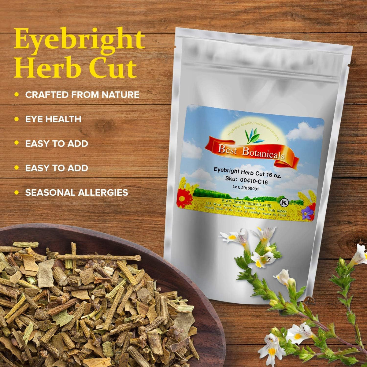 Best Botanicals Eyebright Herb, Cut & Sifted – 16 oz